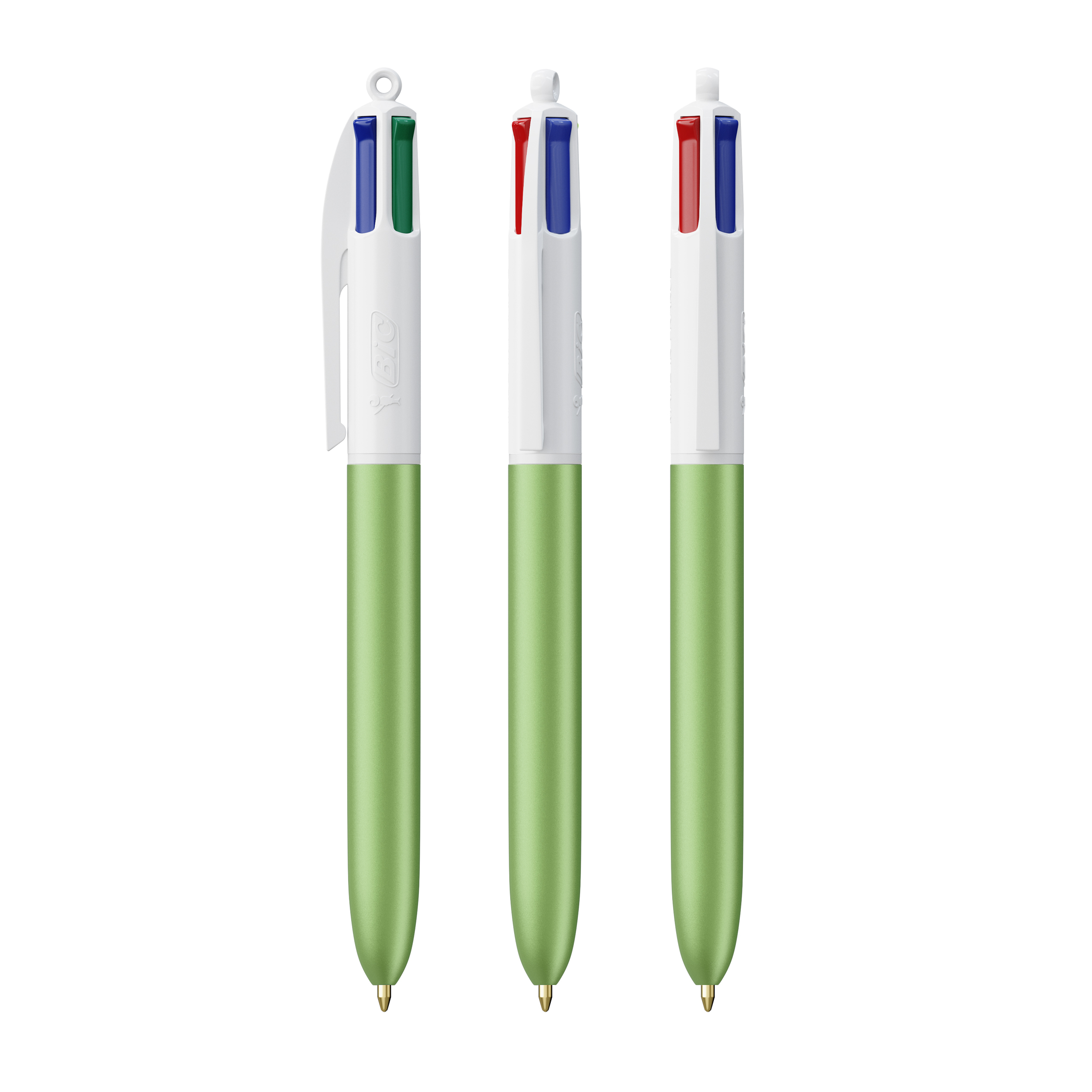 Stylo BIC® 4 Couleurs publicitaire Glacé avec Lanyard Vert Glacé - blanc